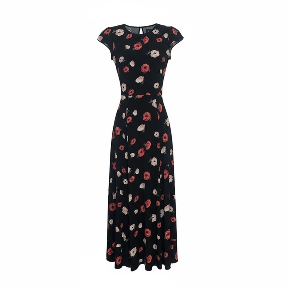 Reformation Dresses & Skirts - Reformation Black Floral Cap Sleeve Midi Dress – Size 4